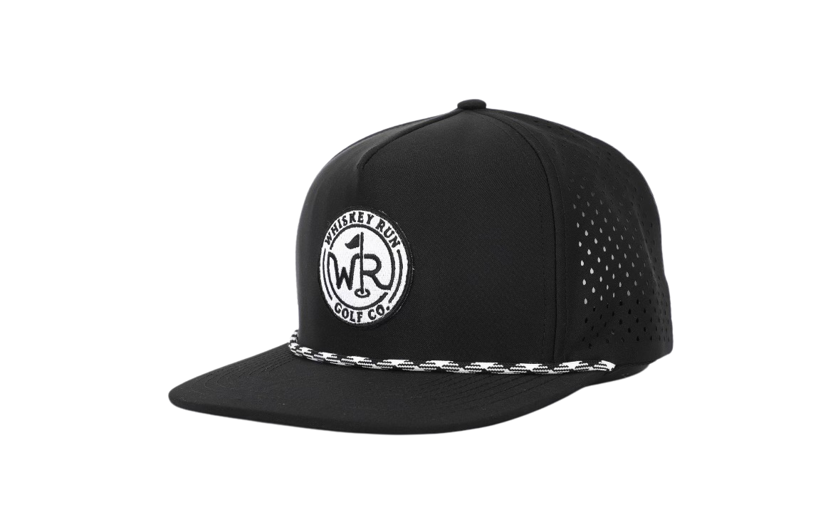 Whiskey Run Flat Bill "Poker Chip" logo w/rope -Black